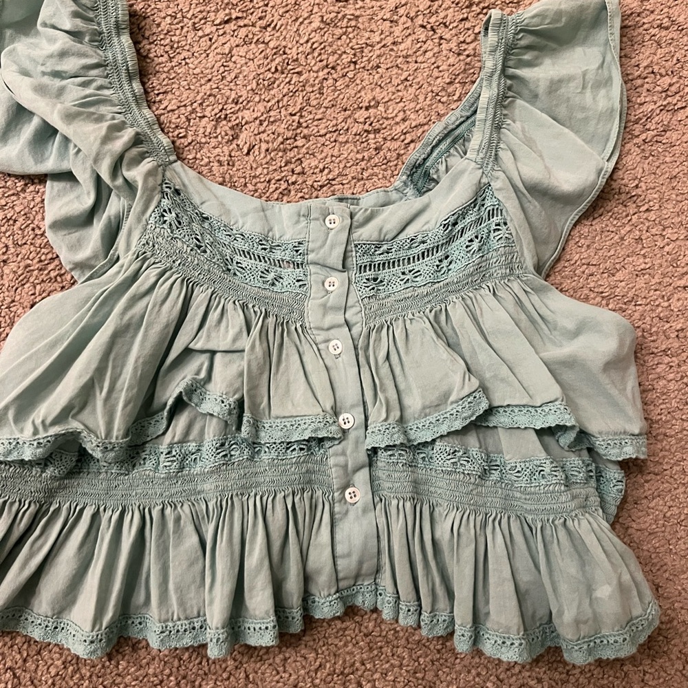 Free people ruffled Lace Trim Women Top - Picture 1 of 3